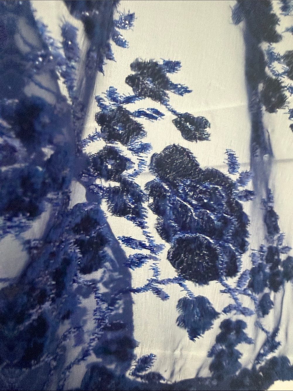 Chico's Royal Blue Velvet Floral Sheer Blouse - Picture 4 of 4